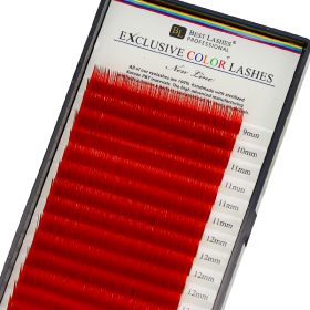 Červené řasy mix délek C, 0,20 X 9-14 mm - 16 řad